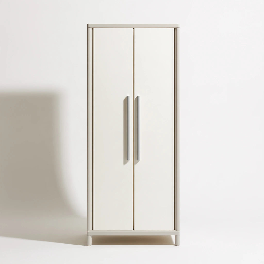 Gray Pubgardenbench storage cabinet with sleek lines, standing tall against a neutral background, ideal for organized home or office storage.