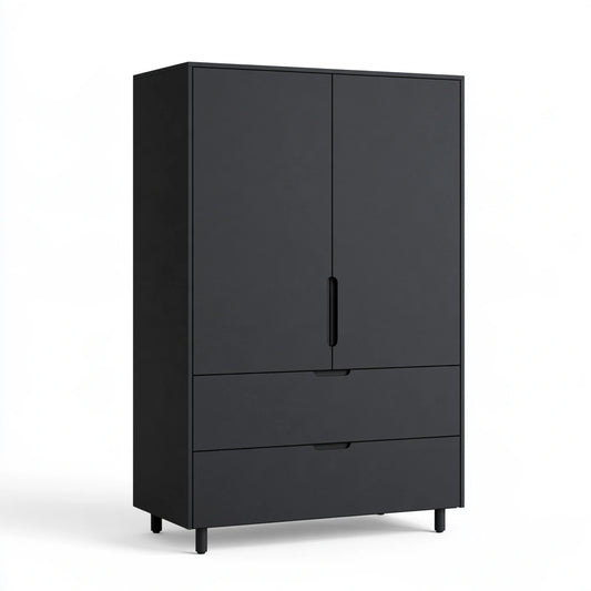 Armoire de rangement aux lignes épurées à deux portes, coloris gris foncé