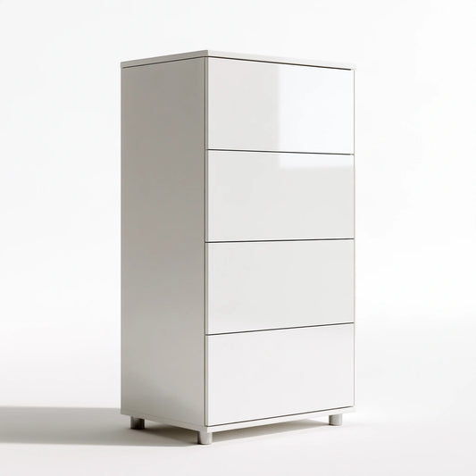 Commode à tiroirs aux lignes épurées, coloris blanc