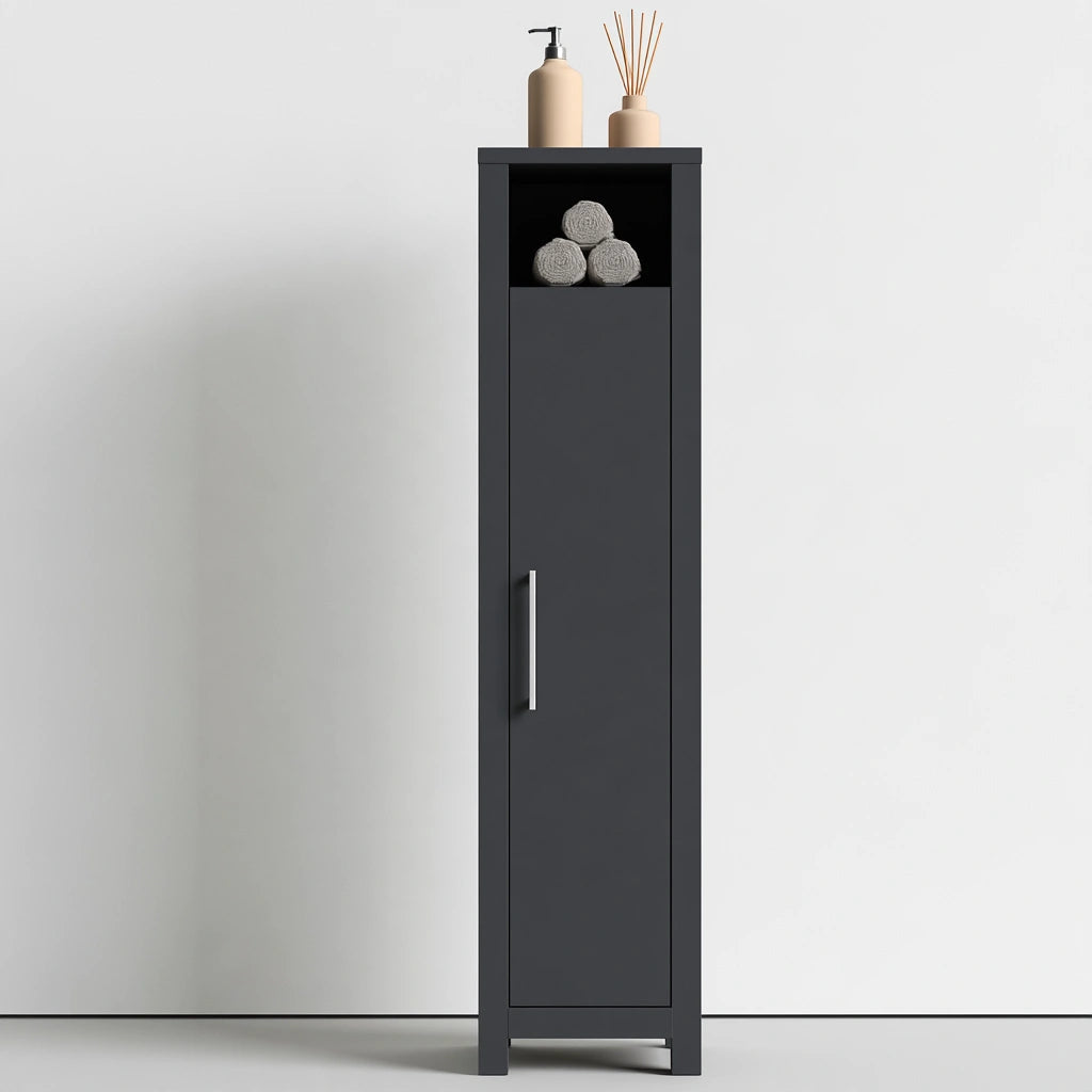 Meuble de rangement aux lignes épurées, coloris gris foncé
